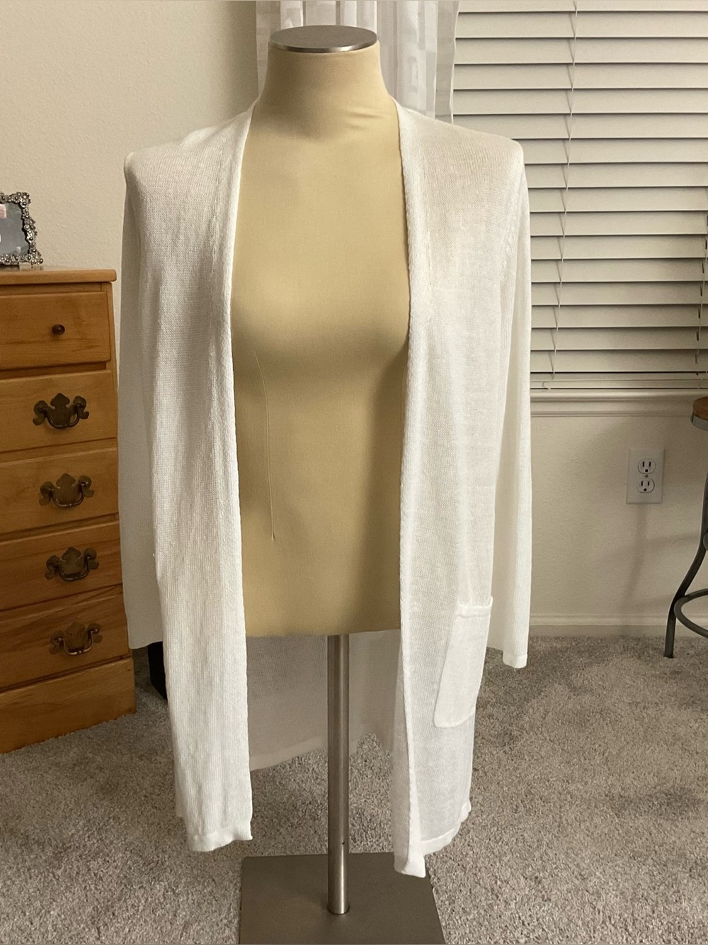 J. Jill Love Linen Open Front Cardigan Pockets PM